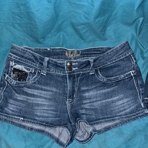 Miss Me Dark Blue Jean Shorts